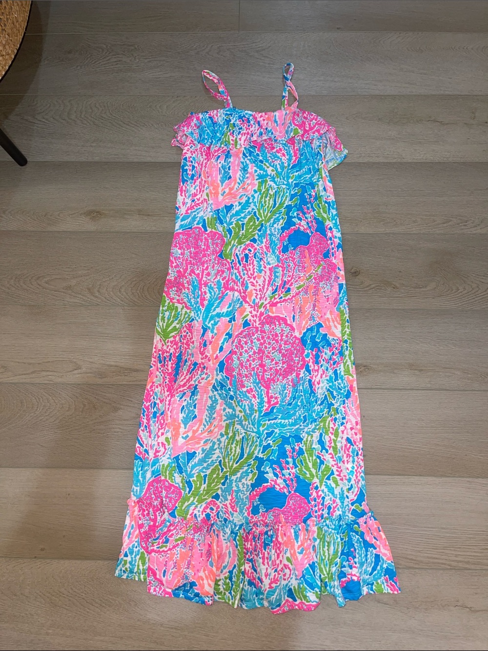 Lilly Pulitzer Pink, Blue & Green Tropical Maxi Dress for Girls